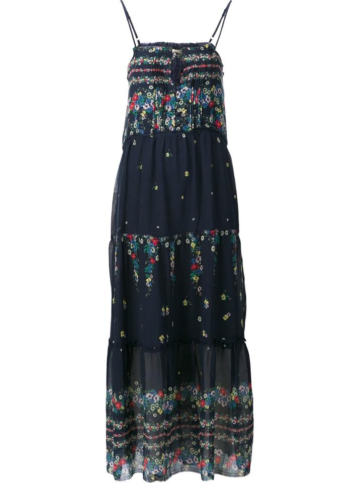 Sea Ruffled Long Dress - Blue