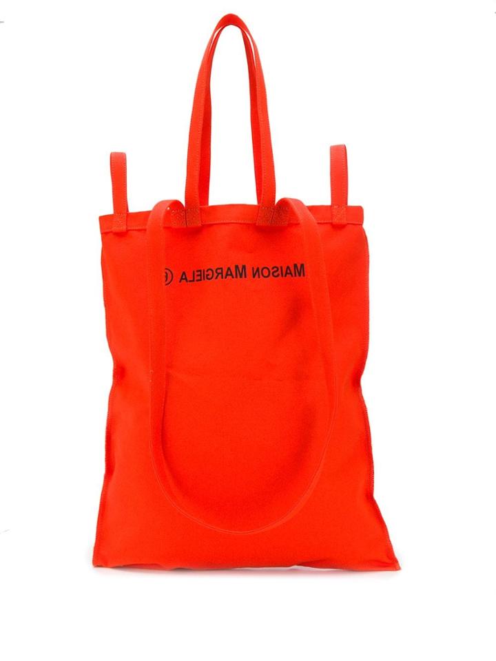 Mm6 Maison Margiela Logo Print Shopper Tote - Orange