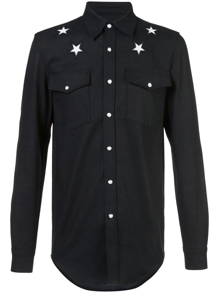 Givenchy - Star Embroidered Shirt - Men - Cotton/spandex/elastane - S, Black, Cotton/spandex/elastane