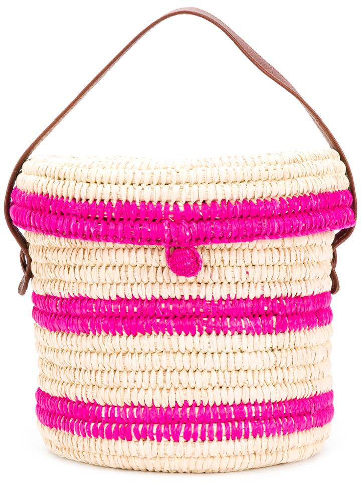 Sensi Studio Striped Woven Bucket Bag - Nude & Neutrals