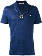 Pierre Balmain Button Detail Top, Men's, Size: 50, Blue, Linen/flax