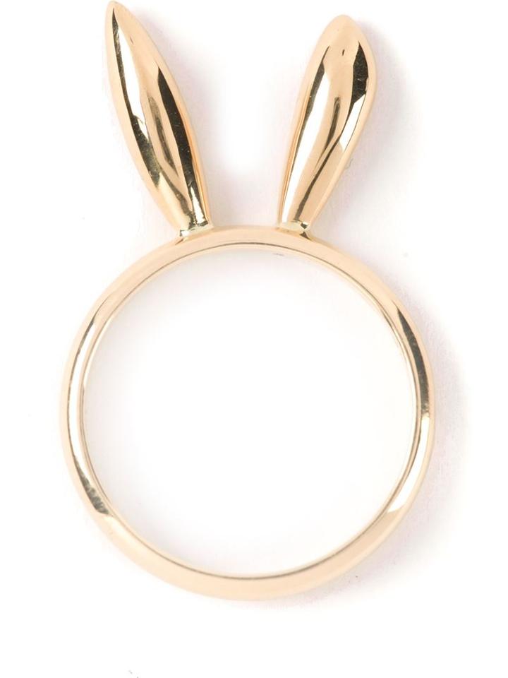 Natasha Zinko Bunny Ears Ring, Women's, Size: 51, Metallic, Gold