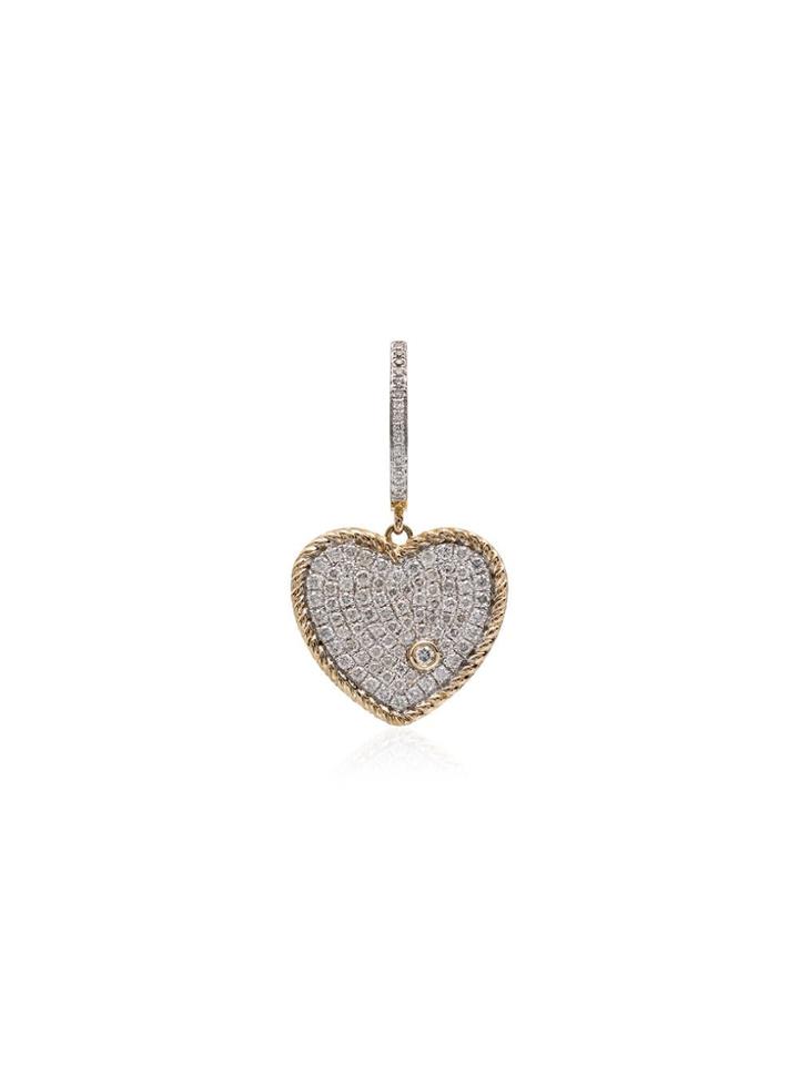 Yvonne Léon 18kt Gold Diamond Heart Hoop Earring