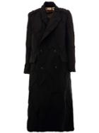 Uma Wang Single Breasted Coat, Women's, Size: Small, Black, Cotton/linen/flax/acetate/virgin Wool