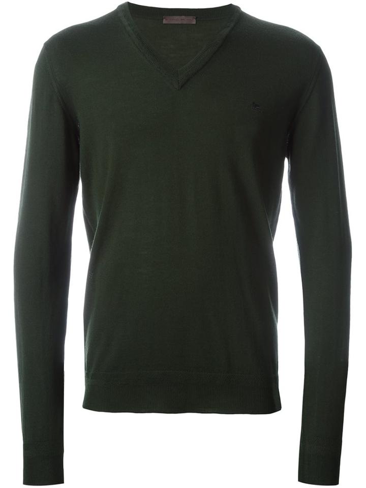 Etro V-neck Jumper, Men's, Size: Medium, Green, Wool