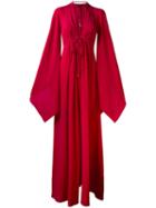 Plein Sud - Flared Longsleeves Gown - Women - Silk - 38, Red, Silk