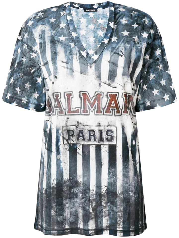 Balmain U.s.a. Print T-shirt - Blue