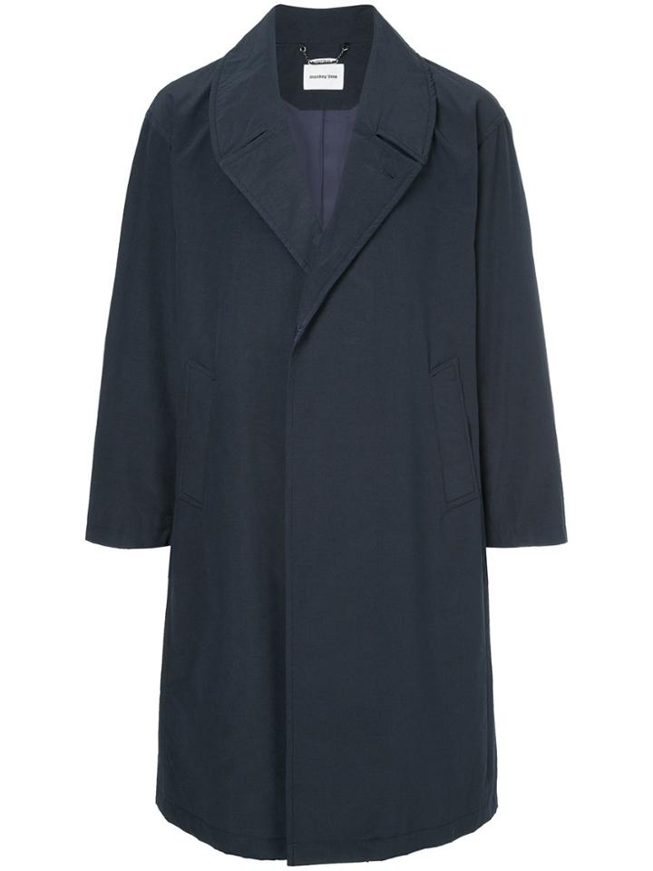 Monkey Time Oversized Single Breasted Coat - Blue