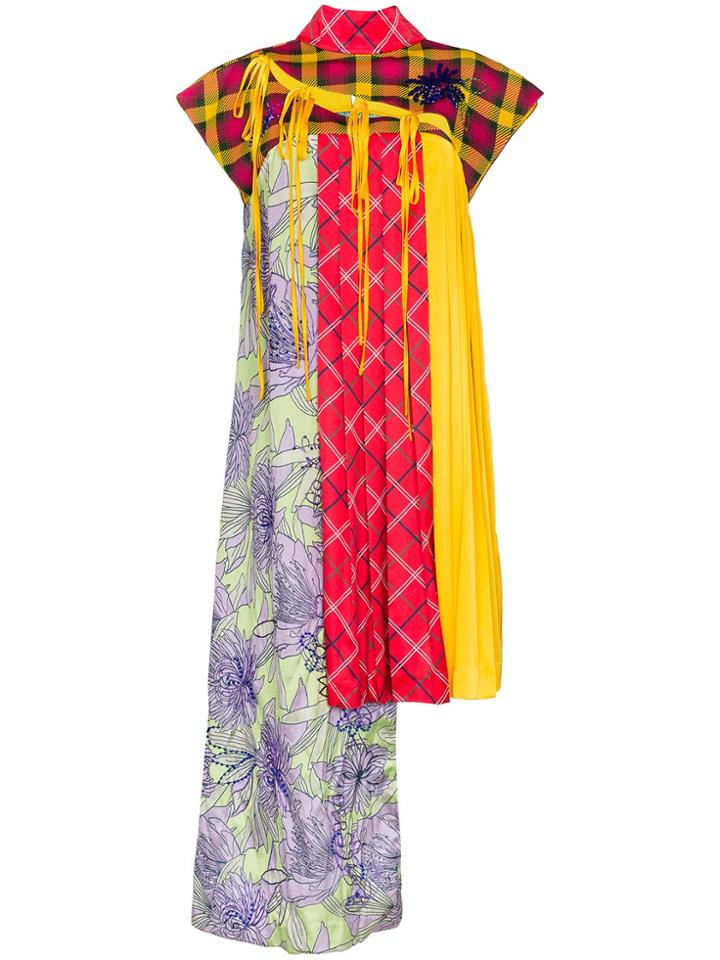 Shuting Qiu Asymmetric Deconstructed Cheongsam Dress - Yellow