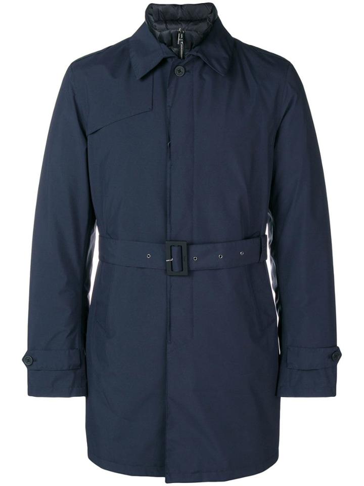 Herno Belted Fitted Trench Coat - Blue