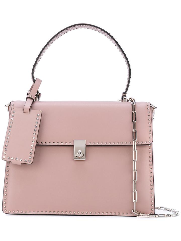 Valentino - Valentino Garavani Stud Stitching Tote - Women - Leather - One Size, Nude/neutrals, Leather