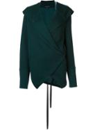 Ann Demeulemeester Wrap Cardigan, Women's, Size: 40, Green, Lyocell/cotton