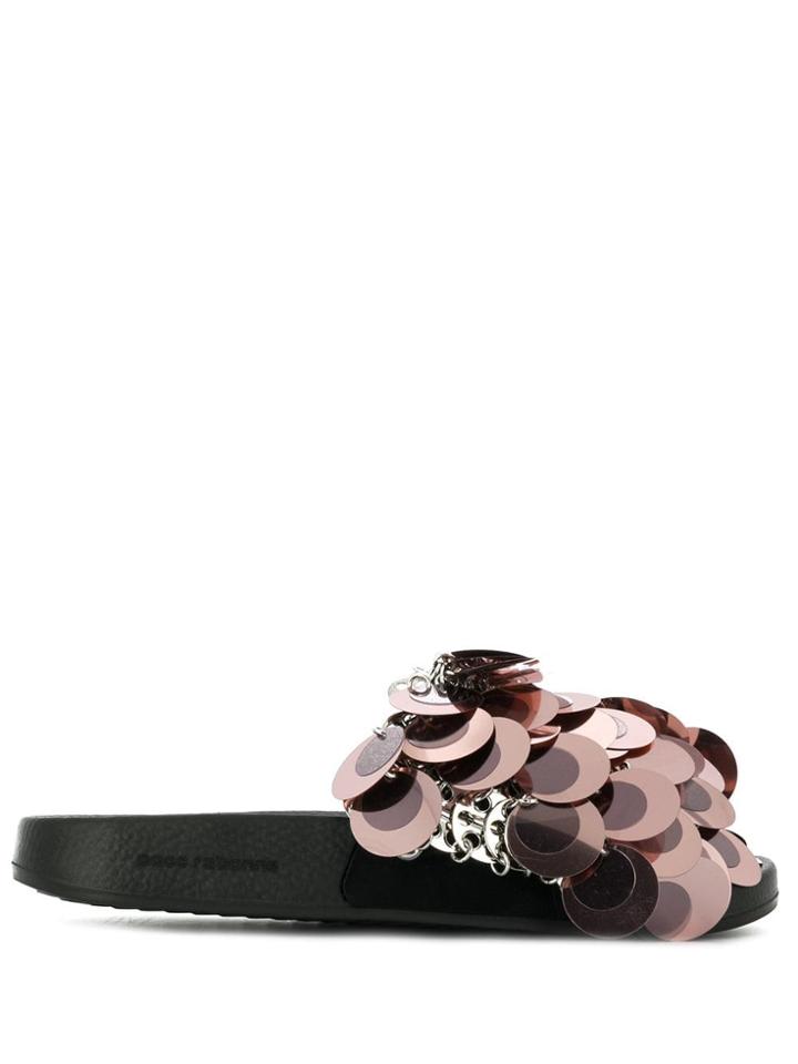 Paco Rabanne Sequinned Pool Slides - Pink