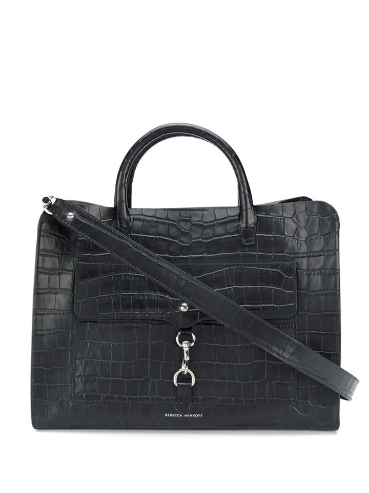 Rebecca Minkoff Crocodile Embossed Tote - Black