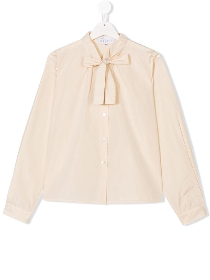 Señorita Lemoniez Teen Ribbon Bow Embellished Shirt - Pink & Purple