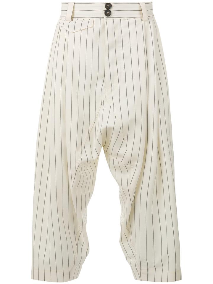 Vivienne Westwood - Cropped Drop-crotch Trousers - Men - Virgin Wool - 48, White, Virgin Wool