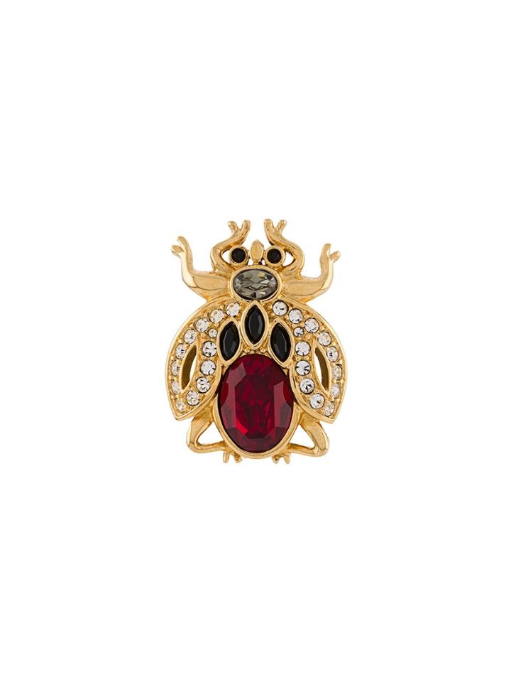 Susan Caplan Vintage 1990s Beetle Brooch - Gold