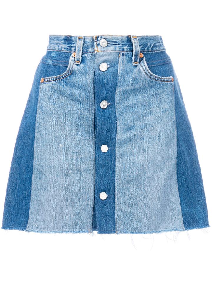 Re/done Panelled Denim Skirt - Blue
