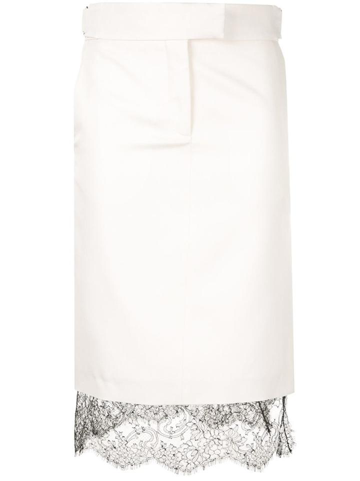 Tom Ford Floral Lace Insert Pencil Skirt - White