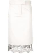 Tom Ford Floral Lace Insert Pencil Skirt - White