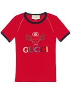 Gucci Ribbed T-shirt With Gucci Tennis - Red
