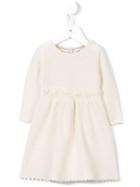 Cashmirino Floral Motif Flared Dress, Infant Girl's, Size: 6 Mth, Nude/neutrals