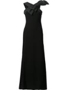 Boutique Moschino Front Bow Maxi Dress, Women's, Size: 40, Black, Polyester/triacetate