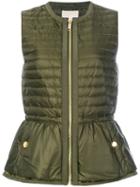 Michael Michael Kors - Feather Down Padded Peplum Gilet - Women - Feather Down/polyester - M, Green, Feather Down/polyester