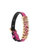 Moschino Crystal Embellished Logo Bracelet - Pink