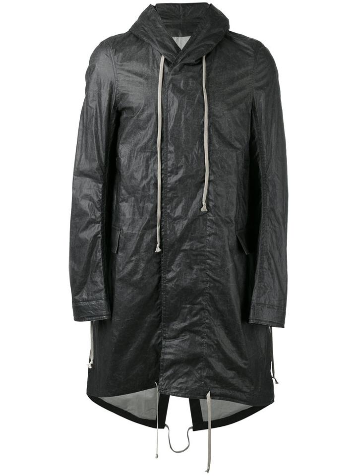 High Low Hem Raincoat - Men - Cotton - M, Black, Cotton, Rick Owens Drkshdw