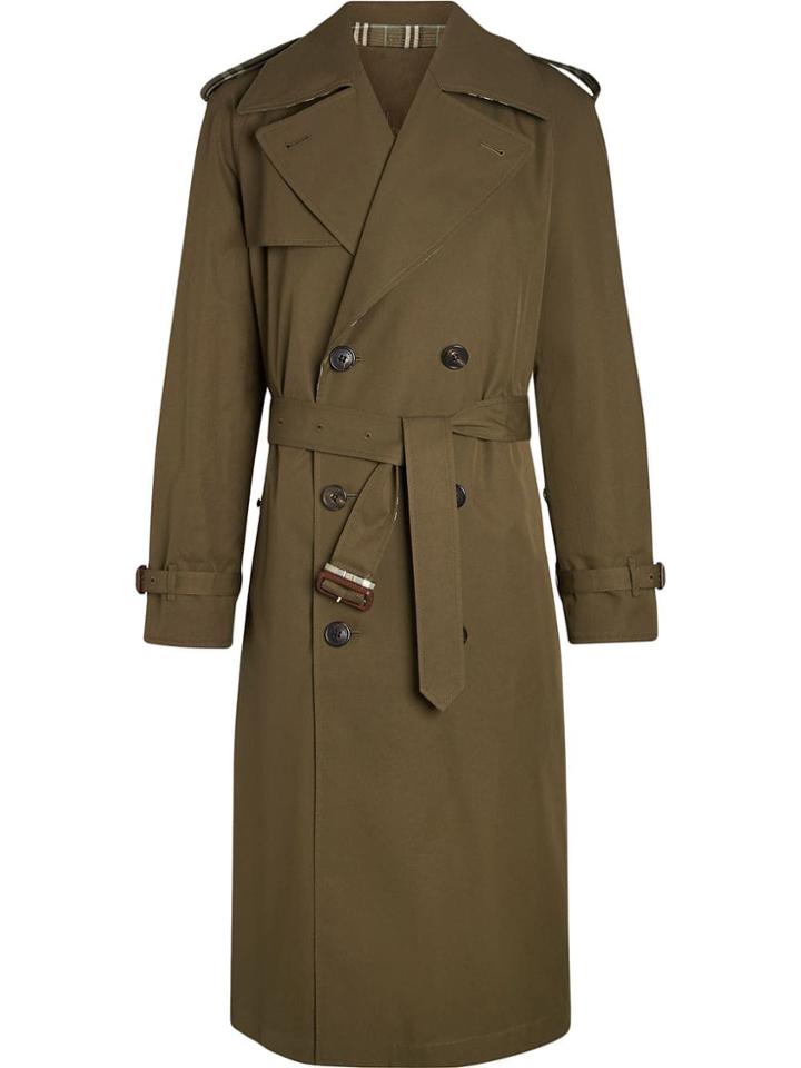 Burberry Reversible Tropical Gabardine And Check Trench Coat - Green