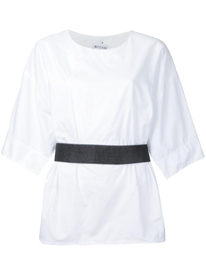 Maticevski - Belted Blouse - Women - Cotton - 10, White, Cotton