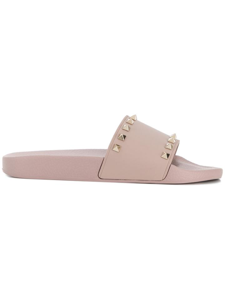 Valentino Rockstud Slides - Nude & Neutrals