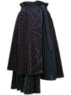Sacai Layered Pleated Midi Skirt - Blue