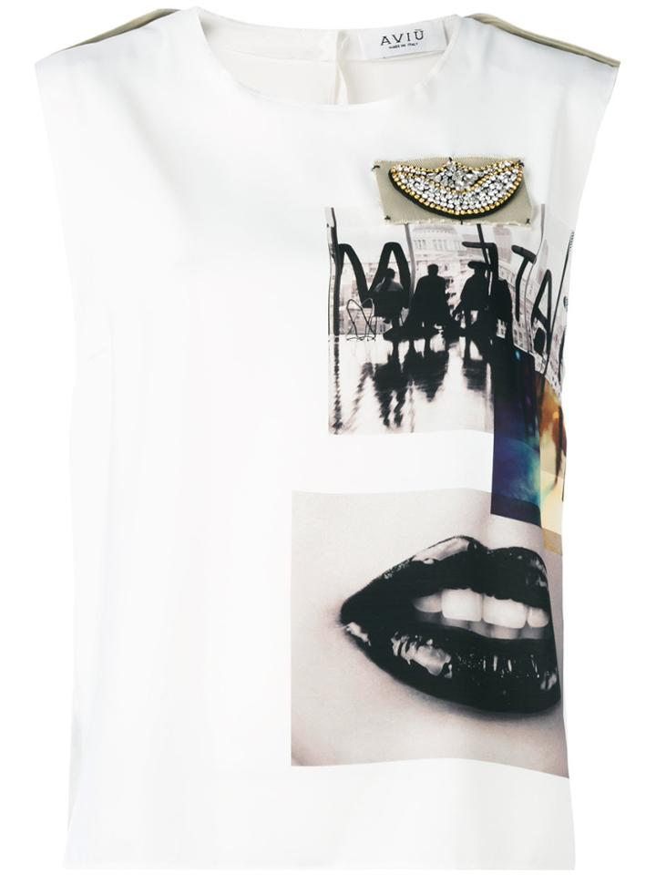 Aviù Embellished Detail Tank Top - White