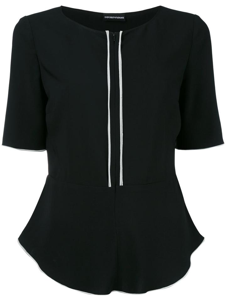 Emporio Armani - Piped Seam Peplum Top - Women - Spandex/elastane/viscose - 40, Black, Spandex/elastane/viscose