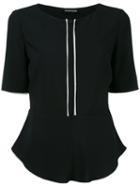 Emporio Armani - Piped Seam Peplum Top - Women - Spandex/elastane/viscose - 40, Black, Spandex/elastane/viscose