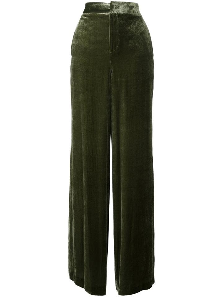 Etro Velvet Palazzo Pants, Women's, Size: 46, Green, Viscose/silk