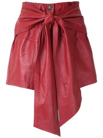 Andrea Bogosian Belted Leather Shorts - Red