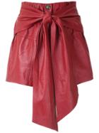Andrea Bogosian Belted Leather Shorts - Red