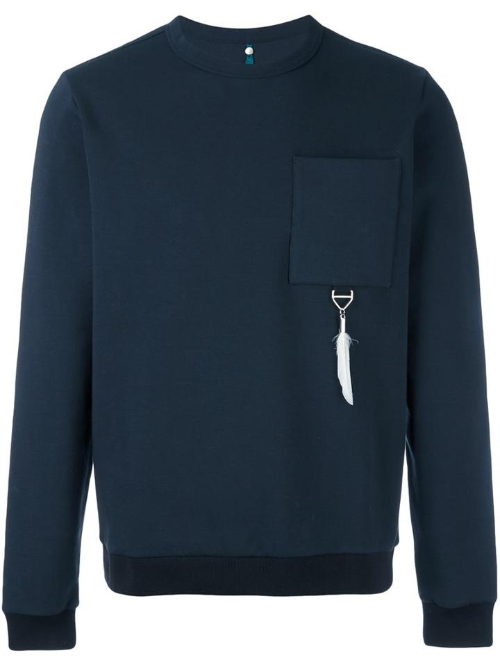 Oamc Chest Pocket Sweatshirt, Men's, Size: Large, Blue, Cotton/polyamide/spandex/elastane/turkey Feather