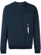 Oamc Chest Pocket Sweatshirt, Men's, Size: Large, Blue, Cotton/polyamide/spandex/elastane/turkey Feather