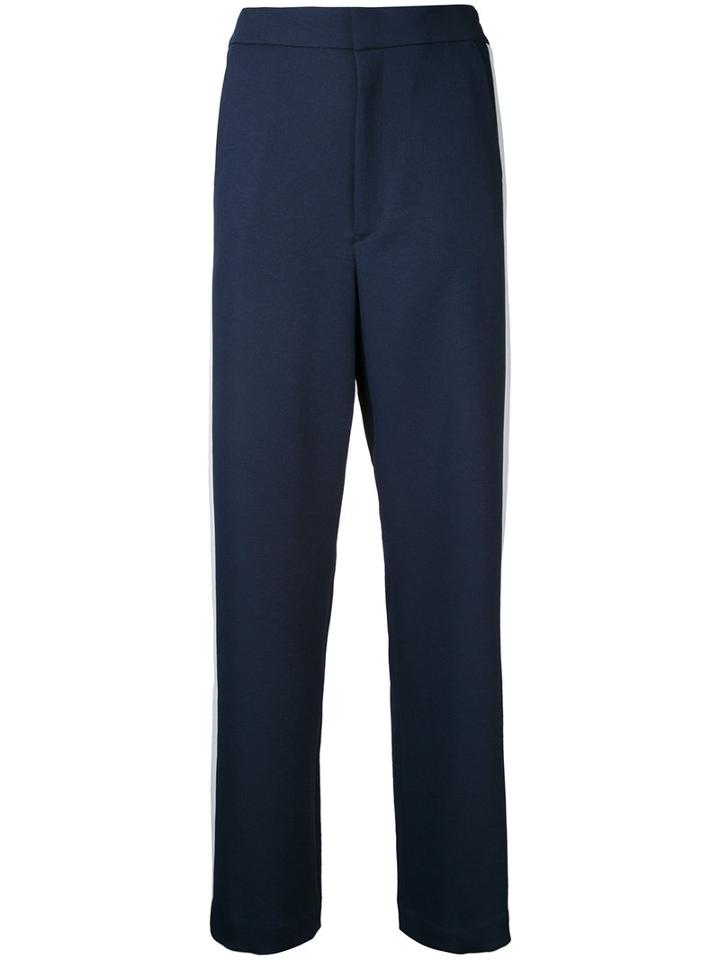 En Route - Appliqué Stripe Trousers - Women - Polyester - 1, Blue, Polyester