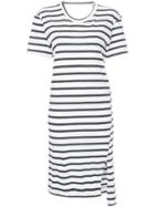 Bassike Striped Open Back T-shirt Dress - White