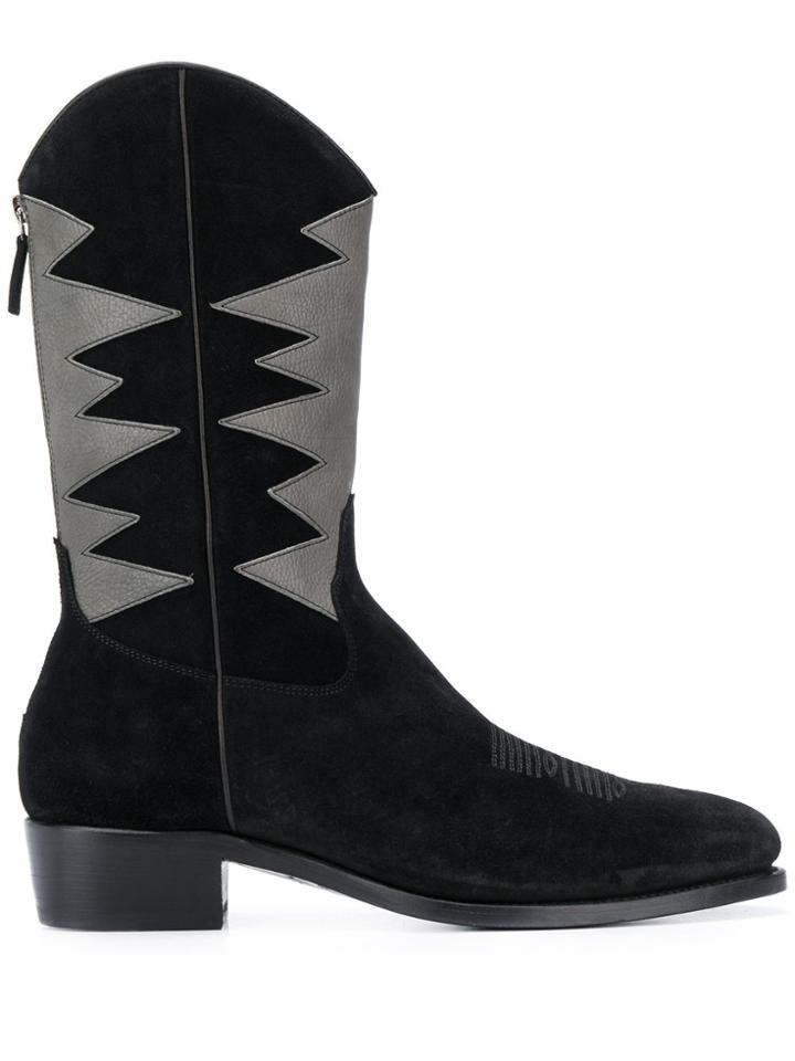 Barbanera Contrast Zipped Boots - Black