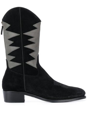 Barbanera Contrast Zipped Boots - Black