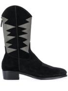 Barbanera Contrast Zipped Boots - Black