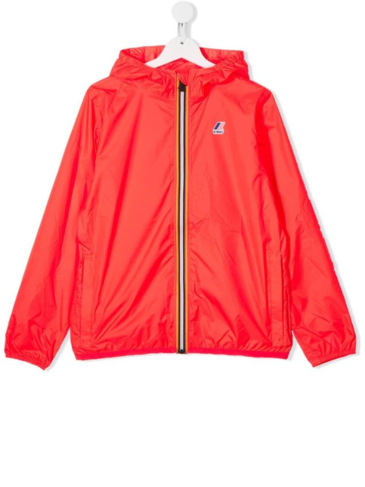 K Way Kids Teen Lightweight Hooded Jacket - Orange