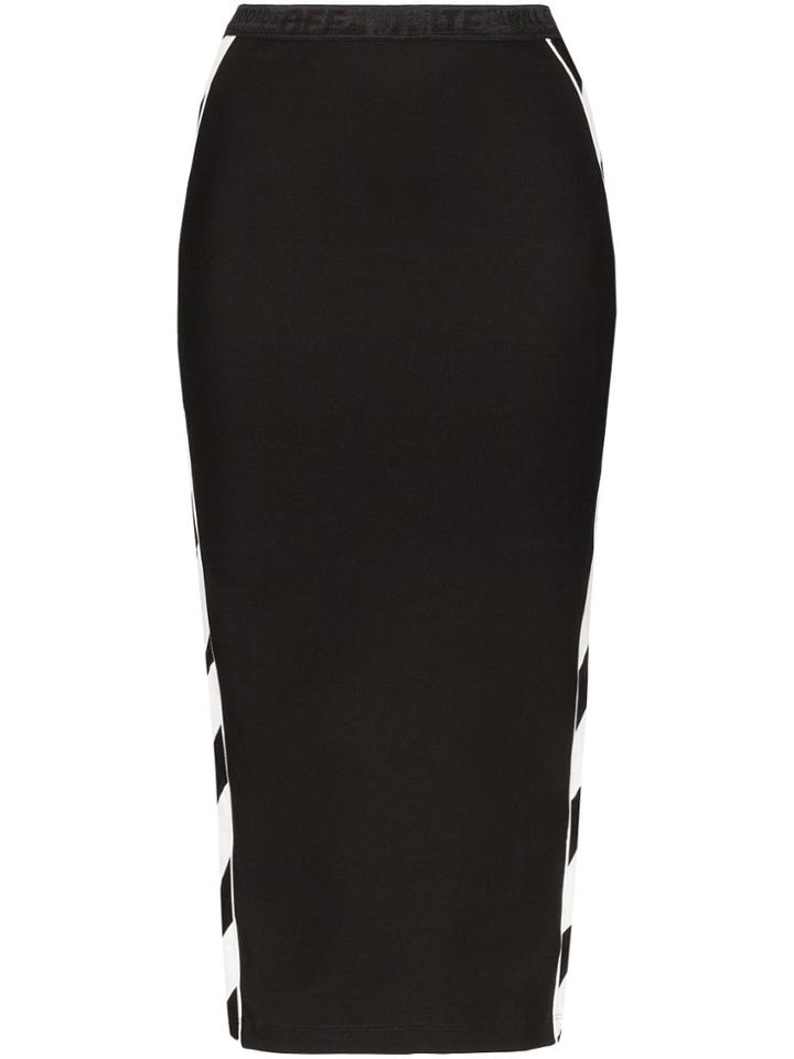 Off-white Diagonal Stripe Pencil Skirt - Black