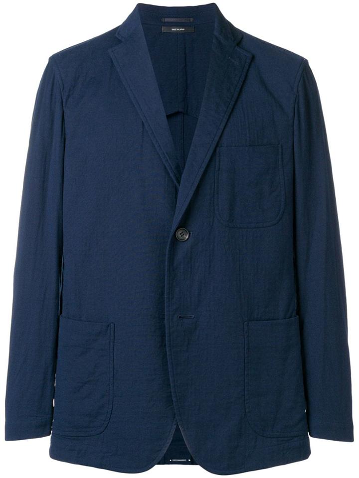 Issey Miyake Men Open Collar Blazer - Blue
